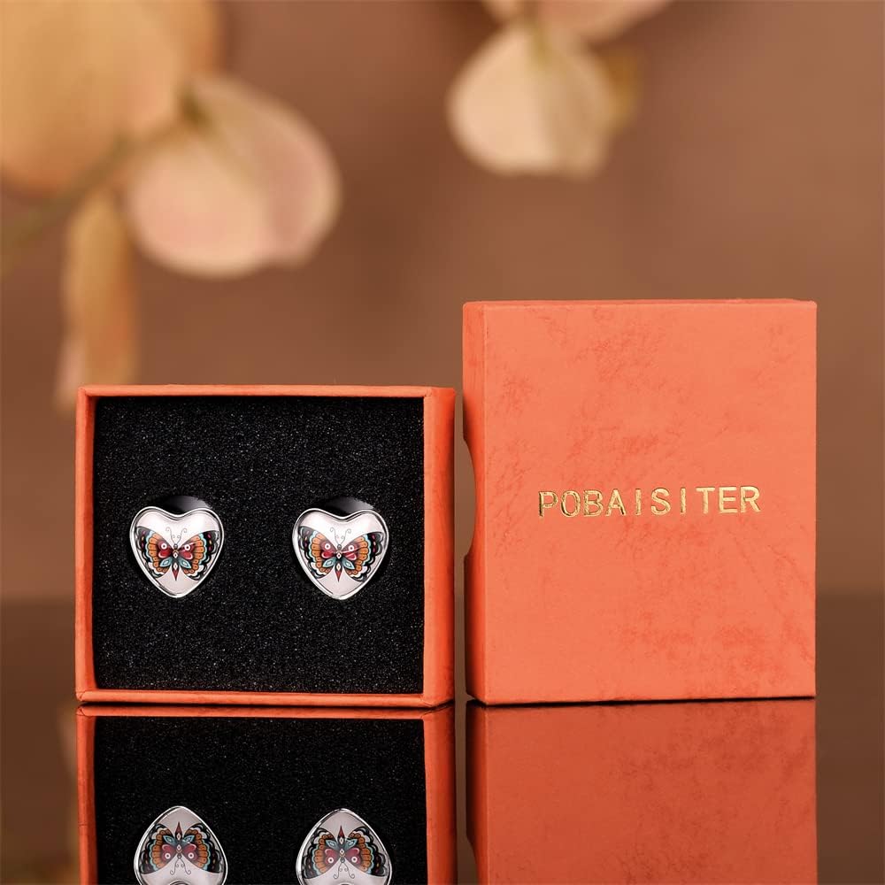 2PCS Stainless Steel Heart Ear Gauges Single Flared Expander Stretching Gauges for Ears