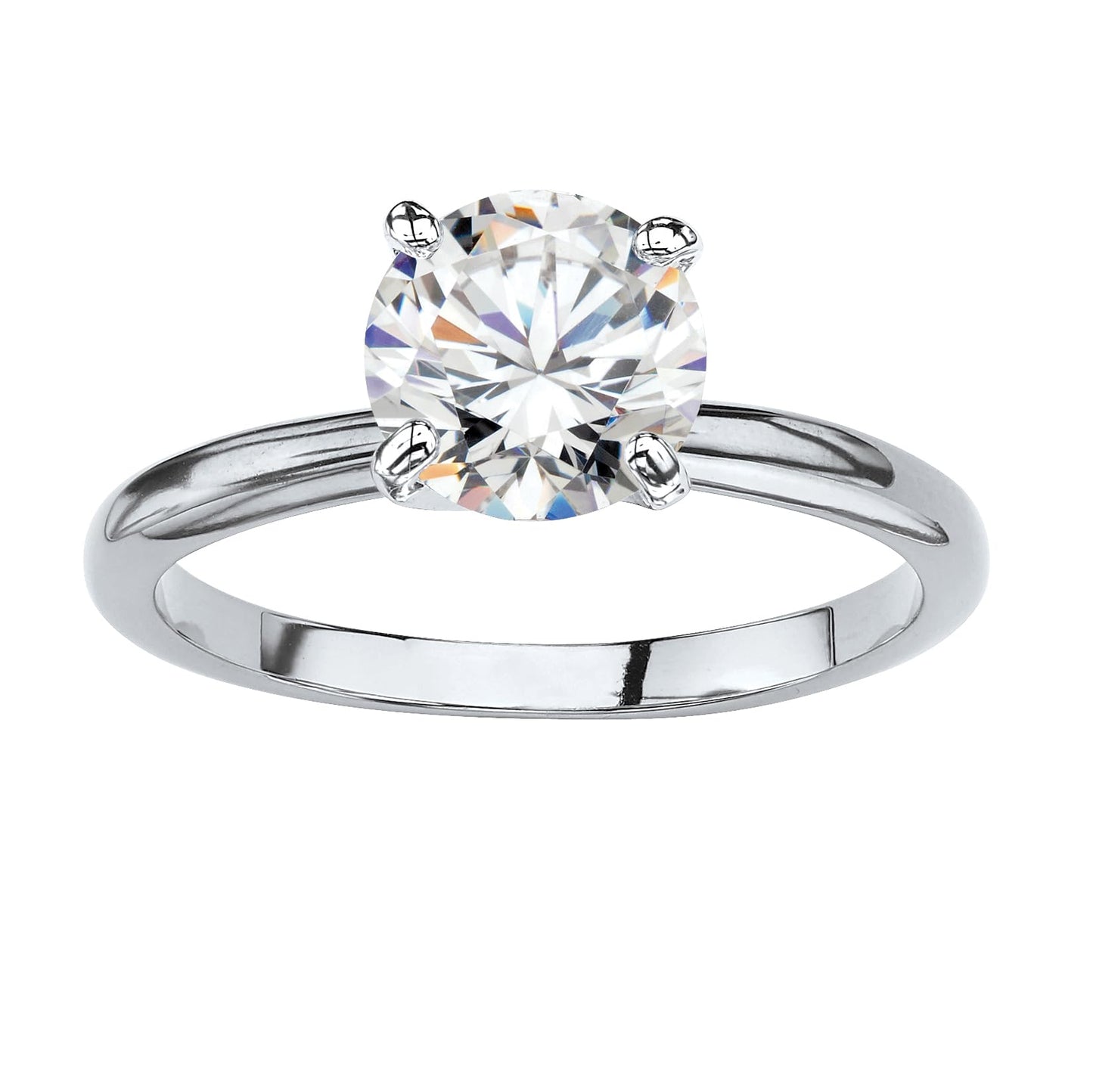 PalmBeach Yellow Gold-plated Platinum-Plated or Silvertone Round Cubic Zirconia Solitaire Engagement Ring Sizes 5-10