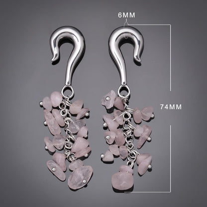 2G Ear Hanger Dangle Plug Gauges For Women 6mm Ear Gauge Weighted Plug Stainless Steel Ear Weight Stretcher Piercing Earrings Women Body Piercing Jewelry