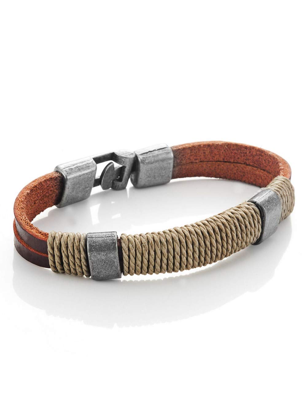 Urban Jewelry Braided Genuine Leather Bracelet with Locking Stainless Steel Clasp (Unique Designs Options)