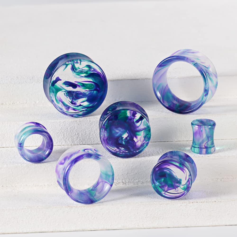 1 Pair Acrylic Smoke Solid Double Flare Ear Gauges Tunnels 8mm-25mm Stretcher PurpleGreen Grey Red Woman Man Body Piercing Jewelry