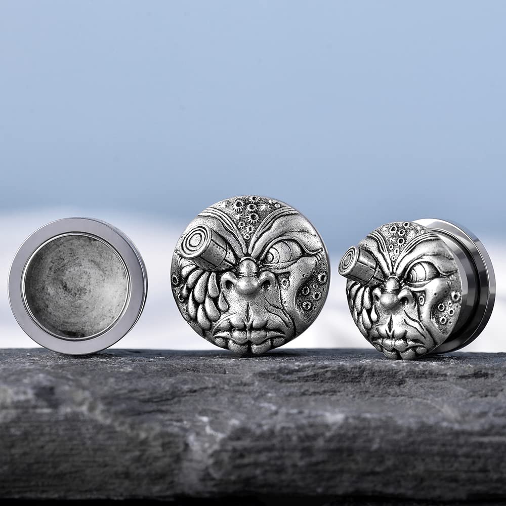 2PCS Surgical Steel Screw Fit Flesh Tunnels Skeleton Gothic Ear Expander Stretching Plugs Gauge 0G-1"(8mm-25mm)