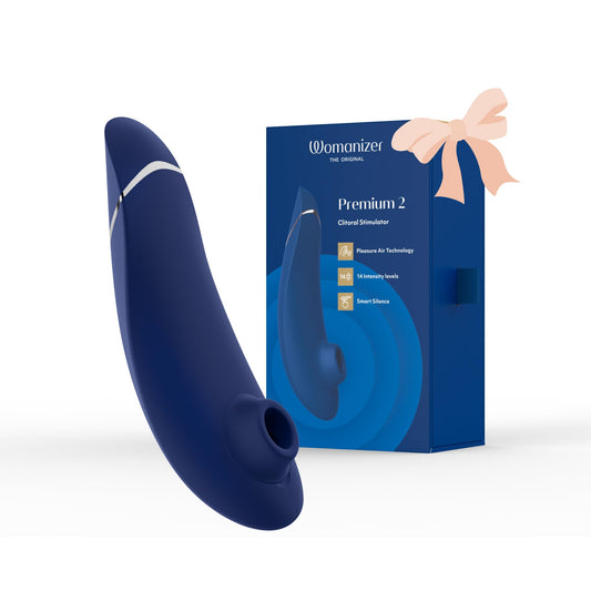 Womanizer Premium 2 Clitoris Vibrator for Women | Clit Sucker Adult Toys | Vibrating Adult Sex Toy | Clit Stimulator for Woman with 14 Suction Speeds | Waterproof Clitoral Stimulation Sex Toys | Blue