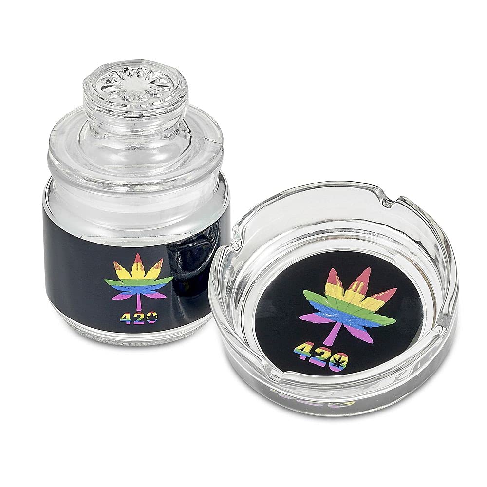 FASHIONCRAFT 82536 Ashtray and Stash Jar Set, Stash Jar, Birthday Gift for Moms, Red Stoner Mom Design