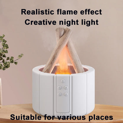 Campfire Flame Diffuser, Aromatherapy Essential Oil Diffuser, 280ml Wood Diffuser with Remote Control, Cool Mist Ultrasonic Humidifier for Bedroom,Office, Auto Shut-Off, Ambient Night Light
