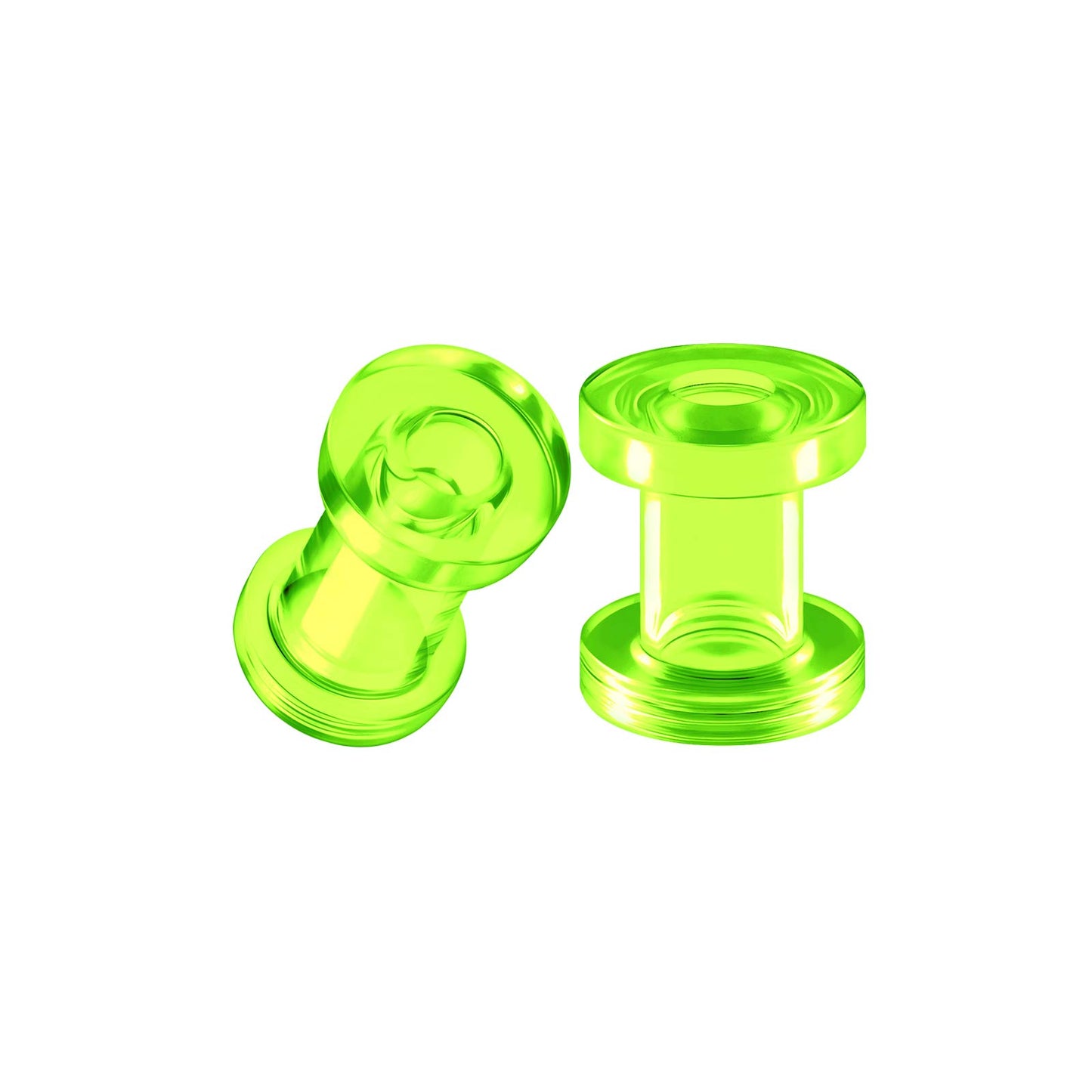 Pair of Green Acrylic flesh Tunnels External Piercing Jewelry Stretcher Screw-fit Ear Plugs Earring Lobe