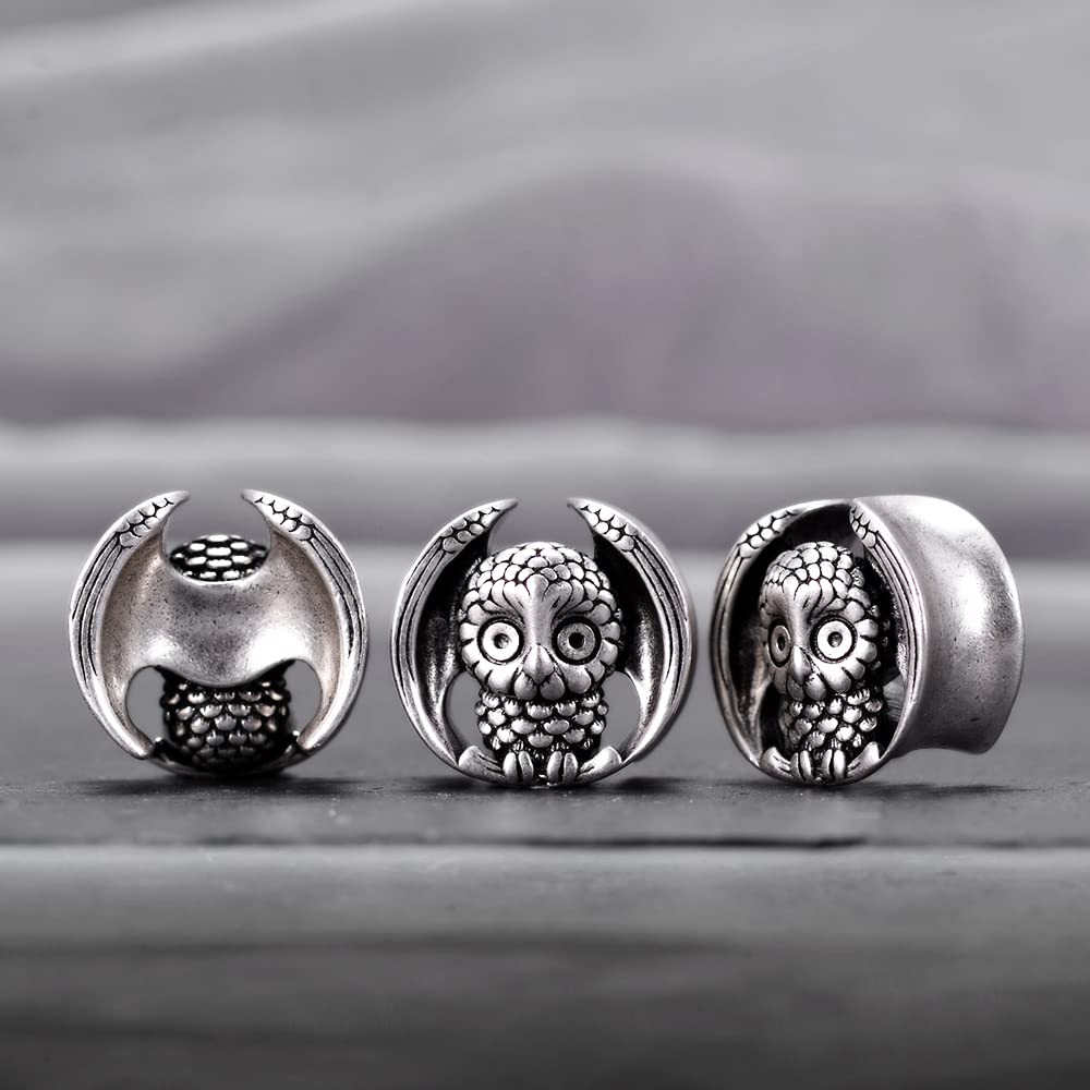 2PCS Owl Saddle Ear Gauges Tunnels Opening Ear Plugs Expander Earrings Stretcher Fashion Body Piercing Jewelry 0g-1"(8mm-25mm)