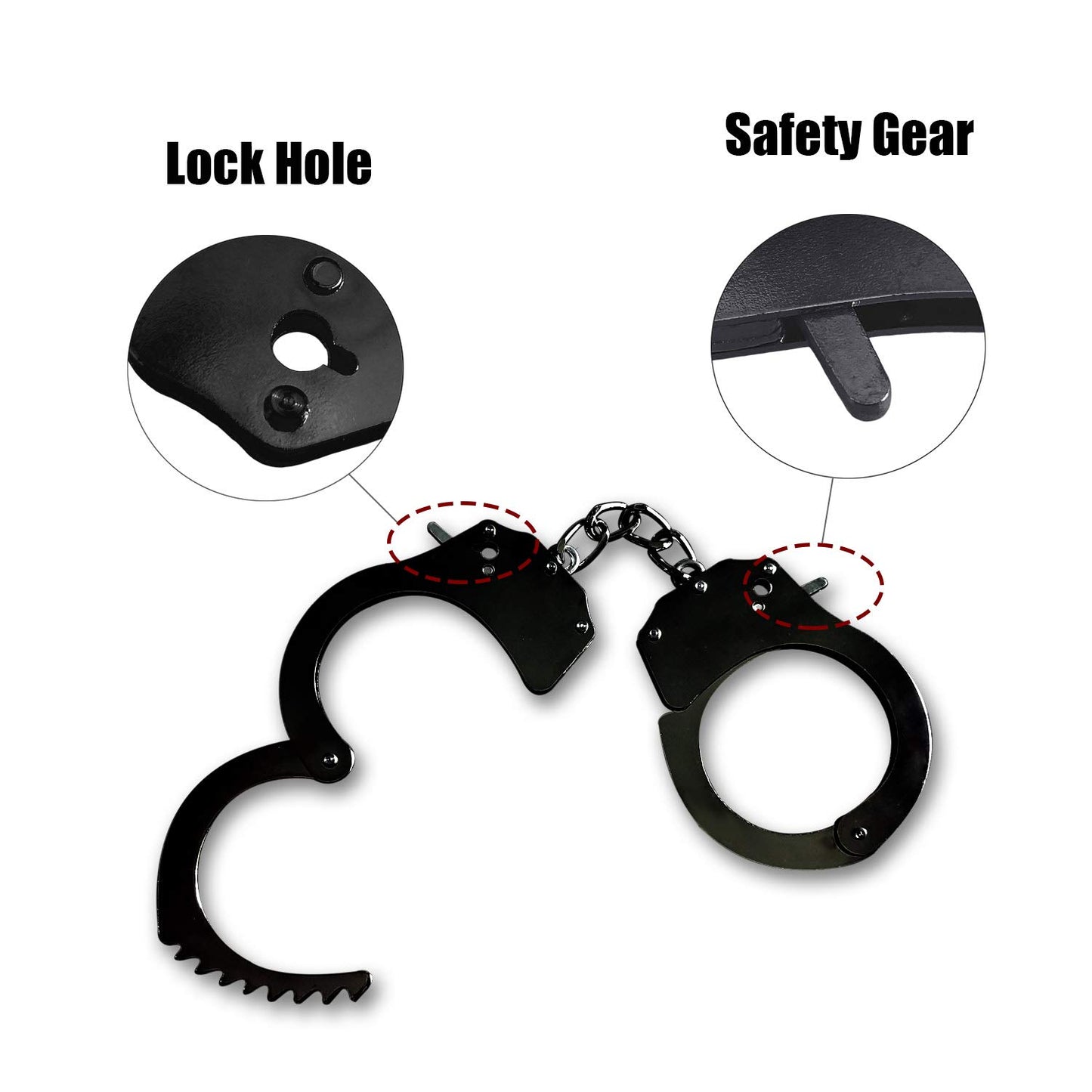 Toy Handcuffs with Keys Metal Toy Handcuffs for Kids (Black)