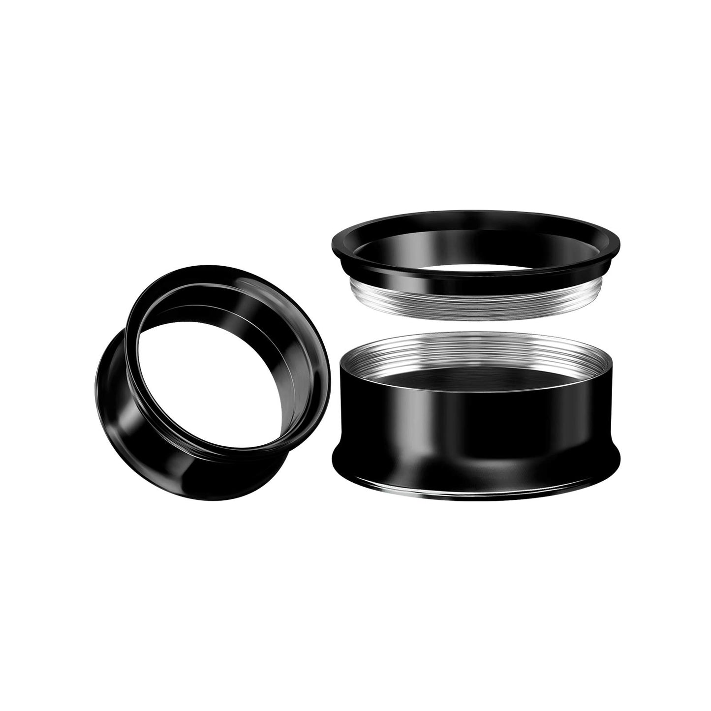 Internally Threaded Surgical Steel Black Double Flared Tunnel Piercing Jewelry Stretcher Ear Plug Earring Lobe Tunnel