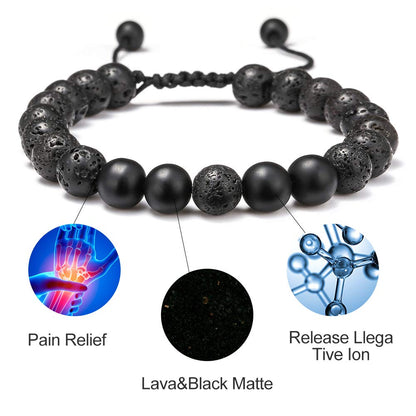 M MOOHAM Natural Stone Bracelets for Men - 8mm Tiger Eye | Matte Agate | Lava Rock Bracelets for Men Teen Boys Gifts Fathers Day Anniversary Birthday Gifts for Him