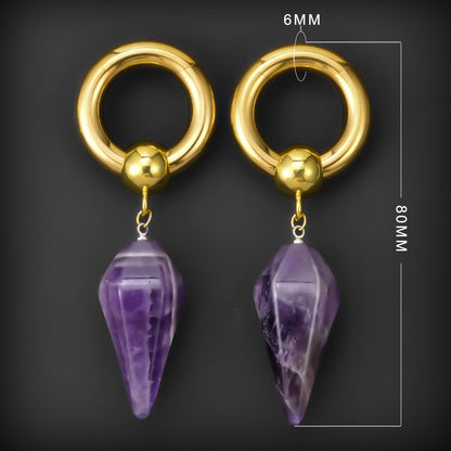 2g Ear Hanger Heavy Dangle Gauge Plug For Women 6mm Ear Weight For Stretched Ears Opal Gauge Tunnels For Ear Women Body Piercing Jewelry