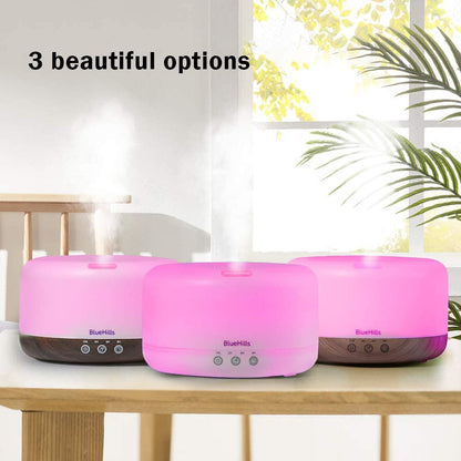 BlueHills Premium 2000 ML XL Essential Oil Diffuser Aromatherapy Humidifier for Large Room Home 40 Hour Run Huge Coverage Area 2 Liter Extra Large Capacity Diffuser Dark Wood Grain (E003)