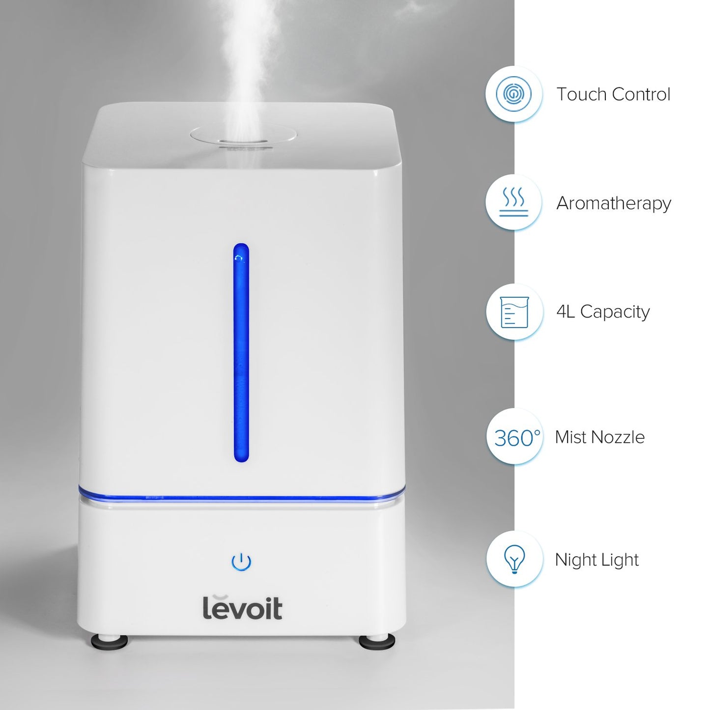 LEVOIT Humidifiers for Bedroom, Quiet (3L Water Tank) Cool Mist Top Fill Essential Oil Diffuser with 25Watt for Home Large Room, 360° Nozzle, Rapid Ultrasonic Humidification for Baby Nursery and Plant