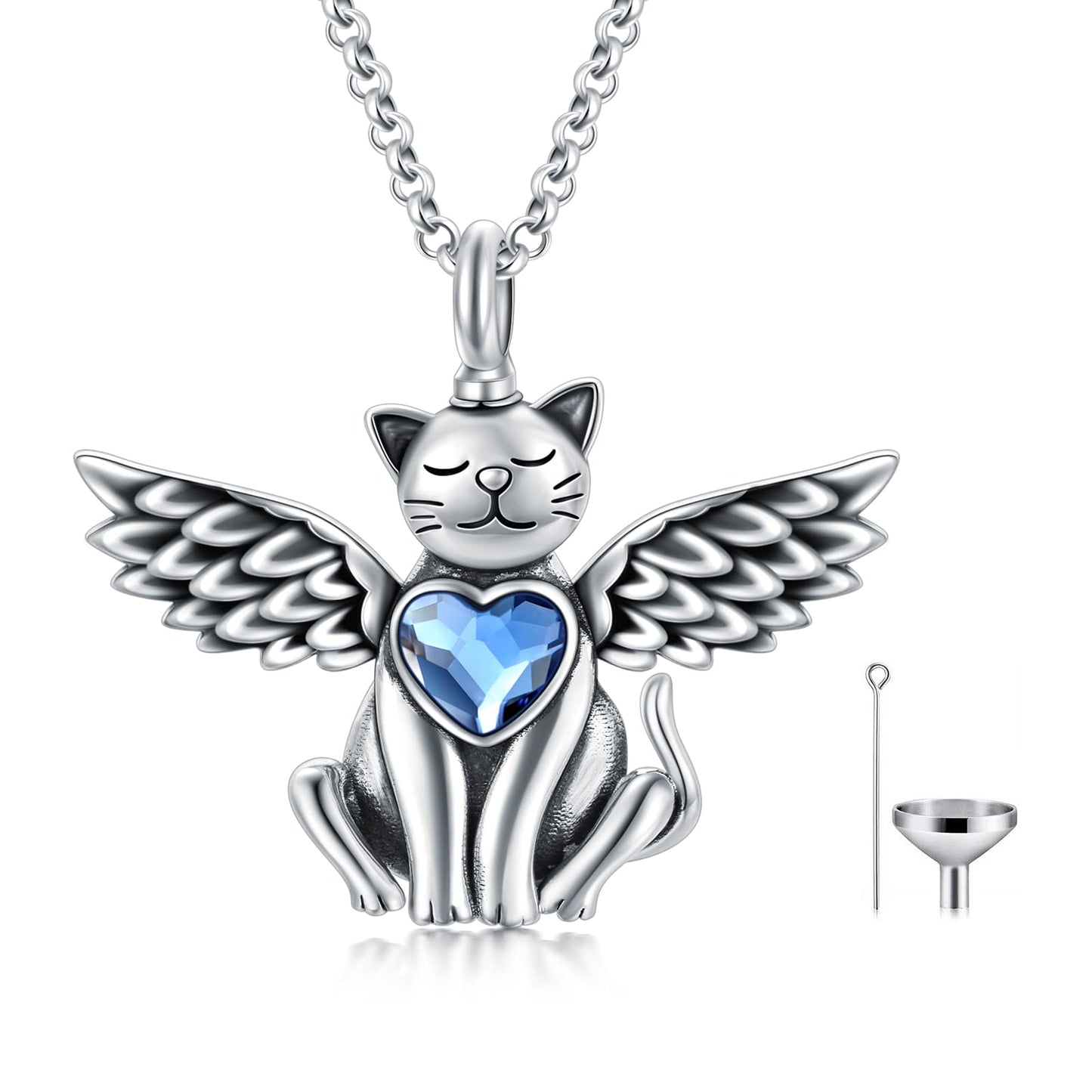 AOBOCO 925 Sterling Silver Dog/Cat Urn Necklace for Ashes Pet Cremation Keepsake Necklace Memorial Jewelry Gift for Women