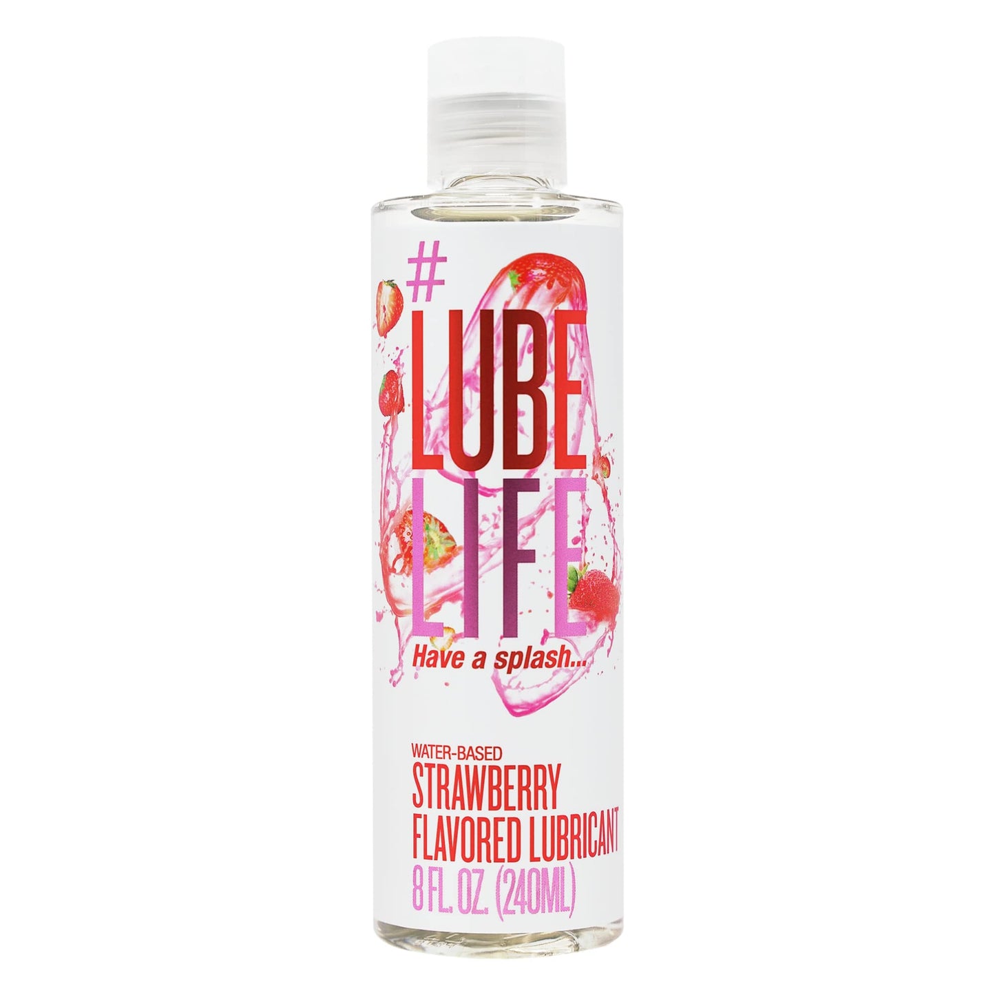 Lube Life Water-Based Strawberry Flavored Lubricant, Personal Lube for Men, Women and Couples, Made Without Added Sugar, 8 Fl Oz