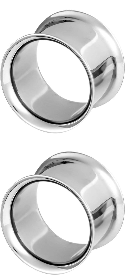Forbidden Body Jewelry Ear Gauges, Ear Tunnels, Tunnels For Ears, 12G-2 Inch Surgical Steel Mirror Finish Double Flared Tunnel Plug Earrings (Sold in Pairs)