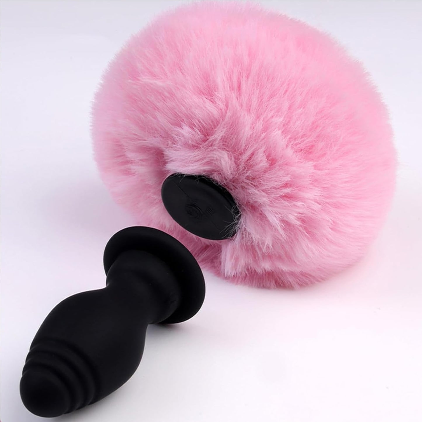 Bunny Tail Anal Plug Vibrator, Soft Silicone Butt Plug with Pink Faux Fur, Wireless Remote Control Design, Rabbit Tail Trainer for Adult Sex Toys for Role Play Cosplay Women, Men and Couples, Cute Sex