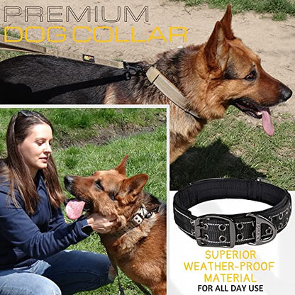ADITYNA - Heavy Duty Dog Collar with Handle - Thick Dog Collar for Large Dogs - Wide, Reflective, Tactical, Soft Neoprene Padded - Perfect Dog Collar for Training and Walking