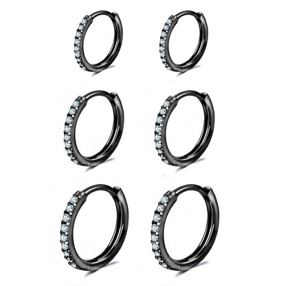 925 Sterling Silver Small Hoop Earrings Cubic Zirconia Huggie Hoop Earrings, 3 Pairs 14K White Gold Plated Cartilage Piercing Earrings Ear Cuff Tiny Hoop Earrings for Women Men