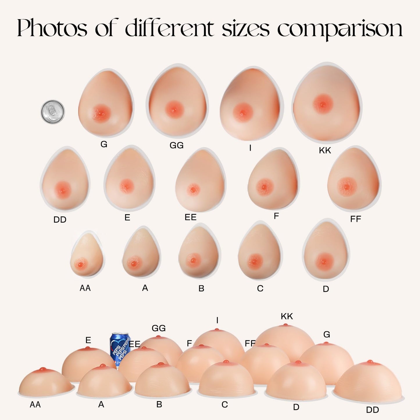 Vollence Self Adhesive Silicone Breast Forms Fake Boobs for Mastectomy Prosthesis Crossdresser Trans gender Cosplay