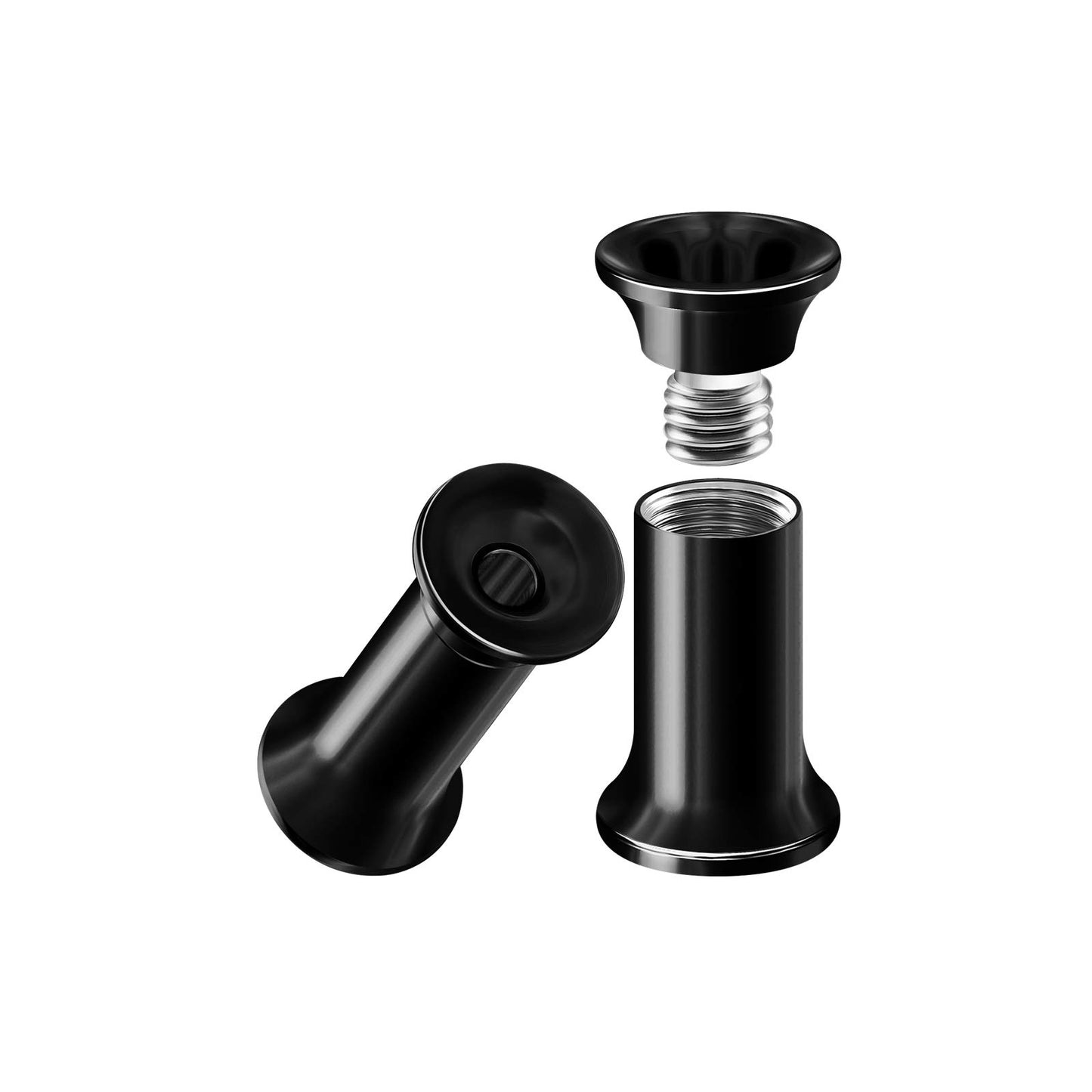 Internally Threaded Surgical Steel Black Double Flared Tunnel Piercing Jewelry Stretcher Ear Plug Earring Lobe Tunnel