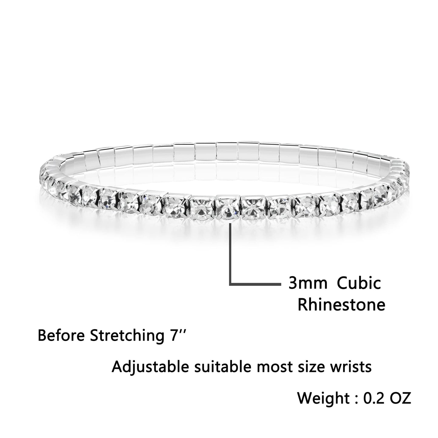 Zealmer Sparkle Multicolor Rhinestone Stackable Stretch Bracelets for Women