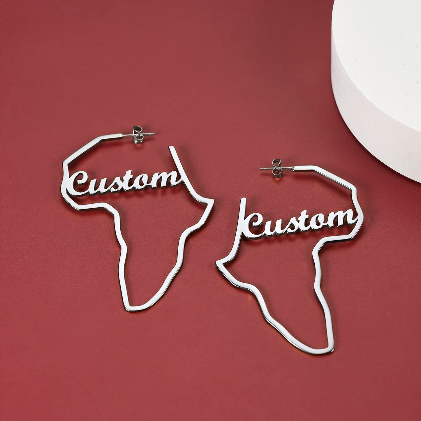 FaithHeart African Map Shaped Drop Earrings Stainless Steel/18K Gold Plated Statement Africa Jewelry Ear Charms for Women Teen Girls