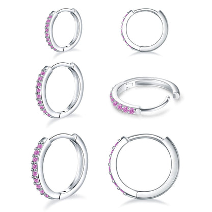 925 Sterling Silver Small Hoop Earrings Cubic Zirconia Huggie Hoop Earrings, 3 Pairs 14K White Gold Plated Cartilage Piercing Earrings Ear Cuff Tiny Hoop Earrings for Women Men