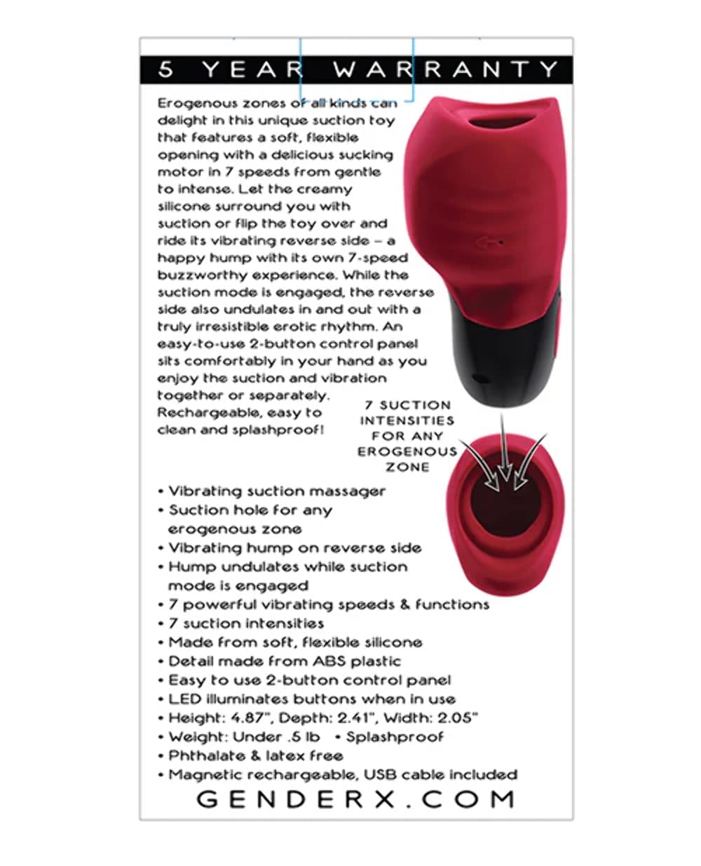 Gender X - Body Kisses Rechargeable Silicone Vibrating Suction Massager - Red