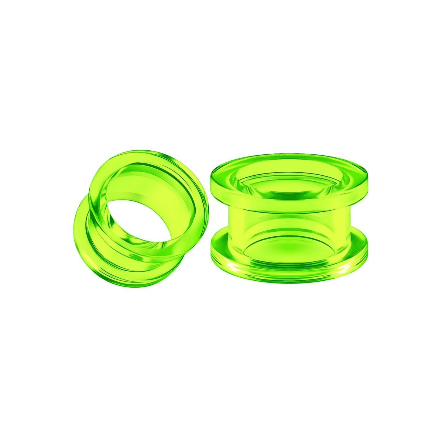 Pair of Green Acrylic flesh Tunnels External Piercing Jewelry Stretcher Screw-fit Ear Plugs Earring Lobe