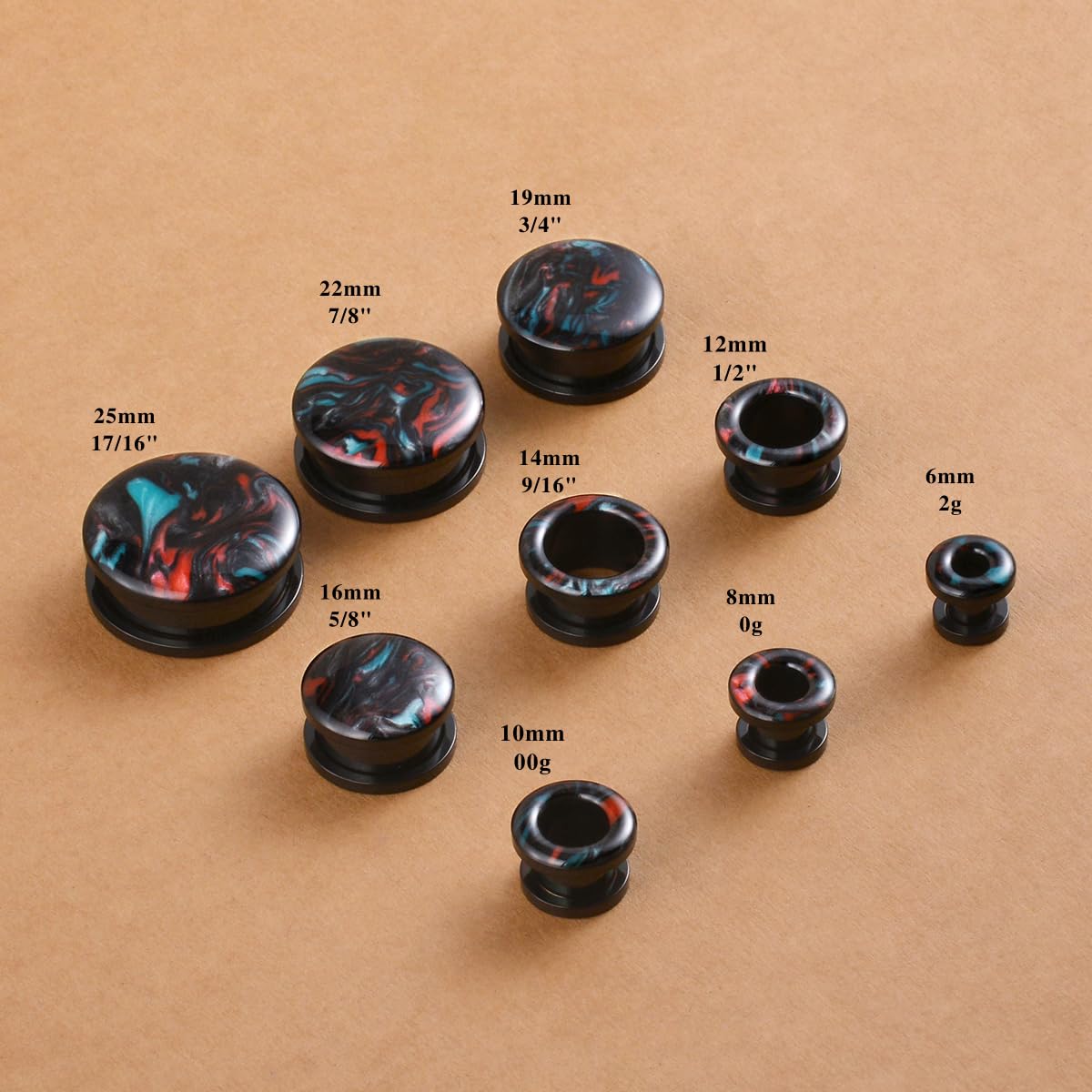 4PCS Stainless Steel Ear Gagues Ink Mixing Type Ear Tunnels and Plugs Screw Fit Expander Stretcher Piercings