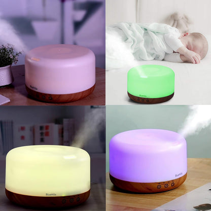 BlueHills Premium 2000 ML XL Essential Oil Diffuser Aromatherapy Humidifier for Large Room Home 40 Hour Run Huge Coverage Area 2 Liter Extra Large Capacity Diffuser Dark Wood Grain (E003)