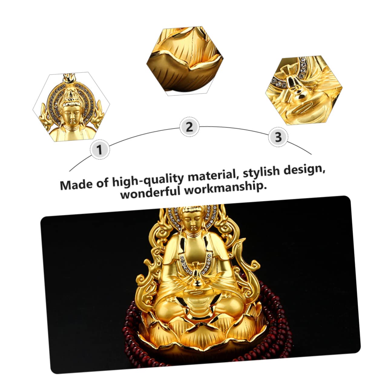 Ornaments Gold Trim Diffuser for Essential Oils Diffusers for Essential Oils Kwan Figurine Fragrance Diffuser Feng Shui Statue Car Aroma Holder Car Adornment Perfume Base Alloy