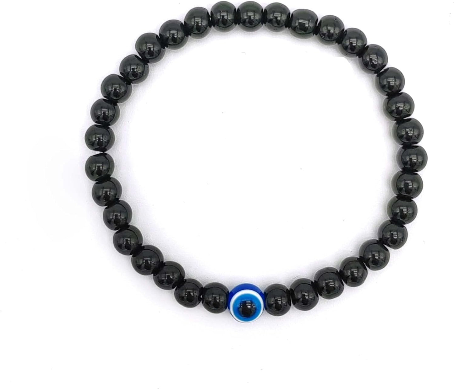 Natural Stone Agate Elastic Evil Eye Bracelet Kit with Charms Adjustable for Men Boyfriend for Gift Boys Stretch Bracelet for son Gifts 6mm