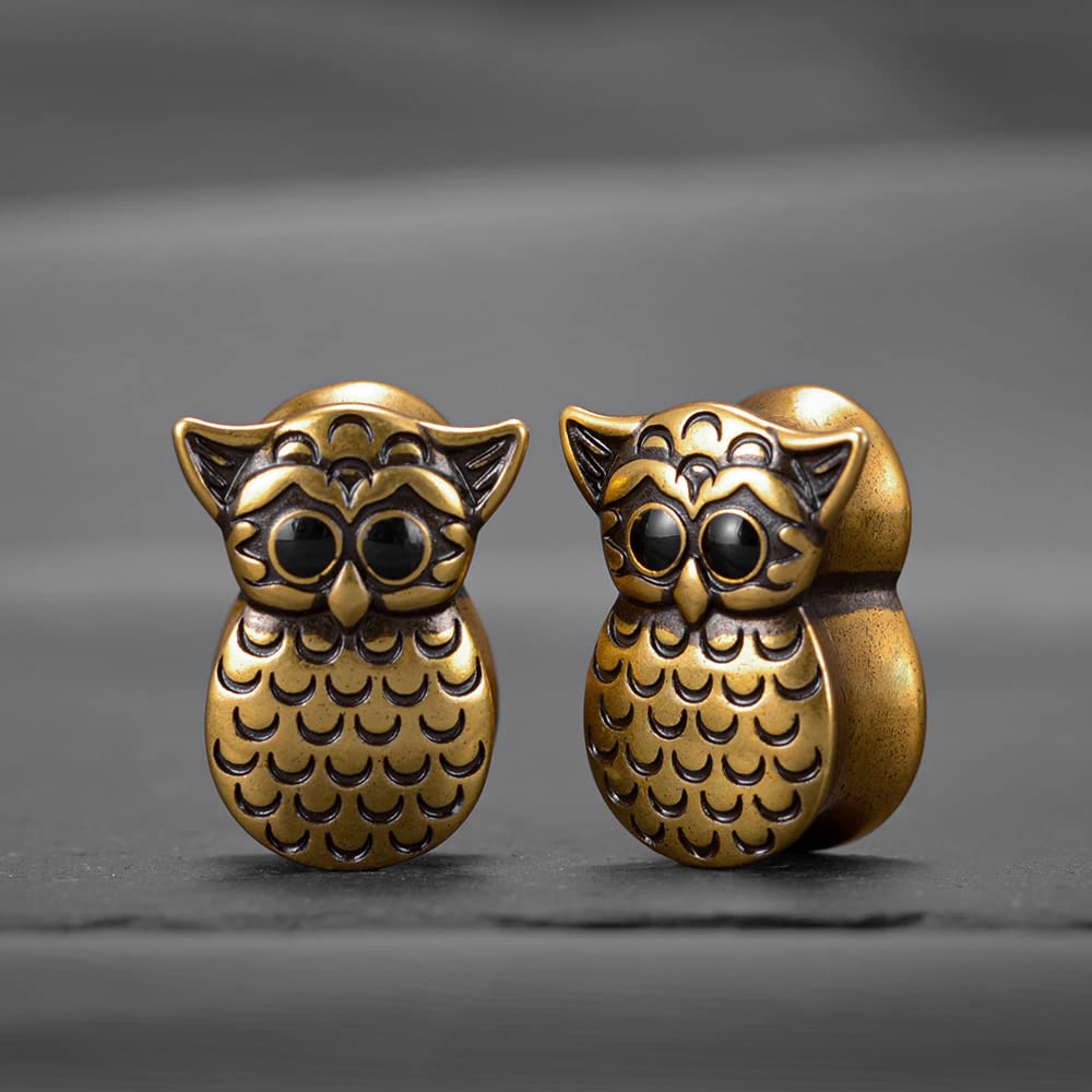 2PCS Owl Saddle Ear Gauges Tunnels Opening Ear Plugs Expander Earrings Stretcher Fashion Body Piercing Jewelry 0g-1"(8mm-25mm)