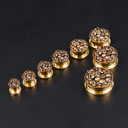 2PCS Surgical Steel Screw Fit Flesh Tunnels Skeleton Gothic Ear Expander Stretching Plugs Gauge 0G-1"(8mm-25mm)