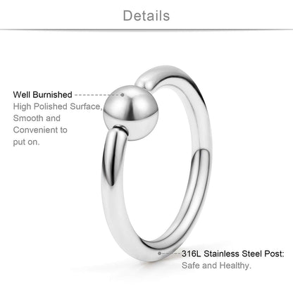 SCERRING 4 Pairs 20G 16G 14G 12G Stainless Steel Captive Bead Ring Nose Hoop Rings Eyebrow Lip Ear Tragus Cartilage Daith Septum Nipple Belly PA Retainer Piercing Jewelry 10-16mm