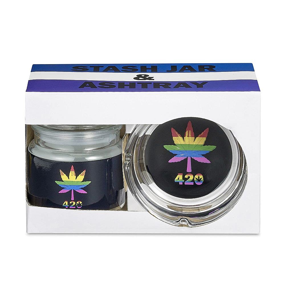 FASHIONCRAFT 82536 Ashtray and Stash Jar Set, Stash Jar, Birthday Gift for Moms, Red Stoner Mom Design