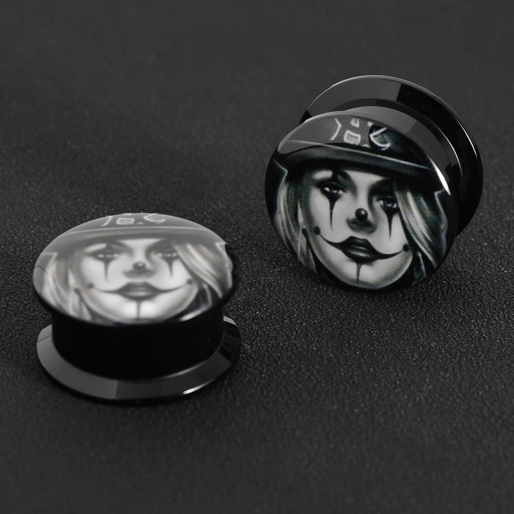 1 Pair Acrylic Solid Screw On Ear Plugs Tunnels Santa Muerte Death Goodness Resin Allergy Free Stretcher For Women Men Body Piercing Jewelry