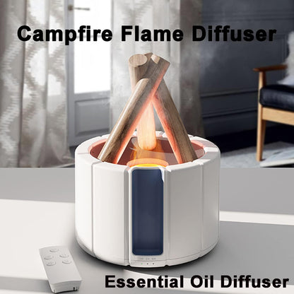 Campfire Flame Diffuser, Aromatherapy Essential Oil Diffuser, 280ml Wood Diffuser with Remote Control, Cool Mist Ultrasonic Humidifier for Bedroom,Office, Auto Shut-Off, Ambient Night Light