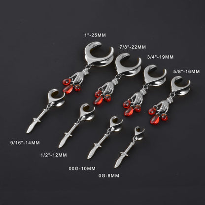 1 Pair Ear Gauges 8mm-25mm Dangle Plug Saddle Tunnels Brass Ear Hanger Stretcher Expander Earrings For Women Body Piercing Jewelry