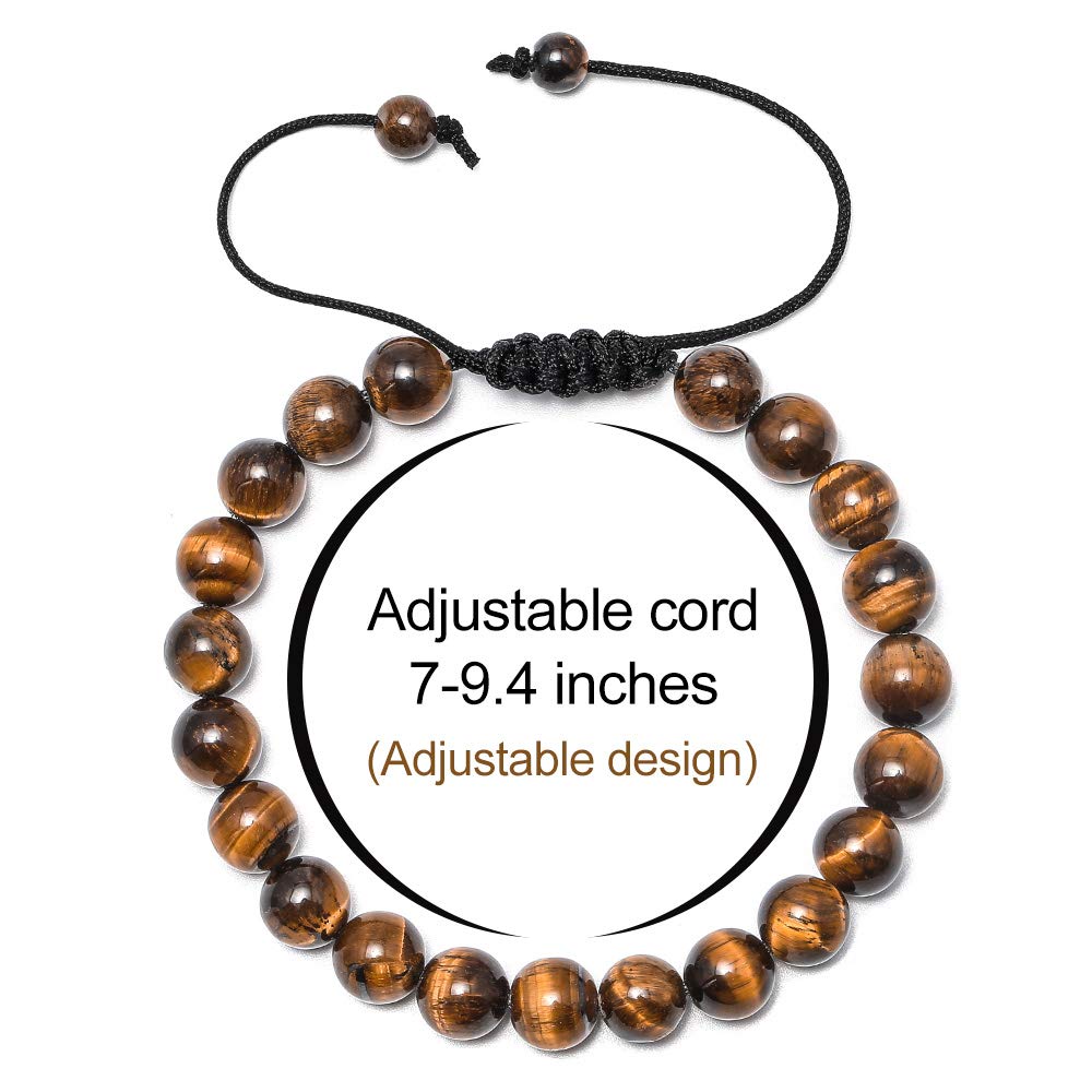 M MOOHAM Natural Stone Bracelets for Men - 8mm Tiger Eye | Matte Agate | Lava Rock Bracelets for Men Teen Boys Gifts Fathers Day Anniversary Birthday Gifts for Him