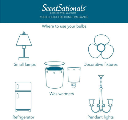 Scentsationals 25 Watt Wax Warmer Bulbs, 25w Light Bulb Candelabra E12 Base - Replacement Plug-in Full Size Electric Wax Melter Candle, Certified Style G50 120 Volt (2 Bulb Pack)