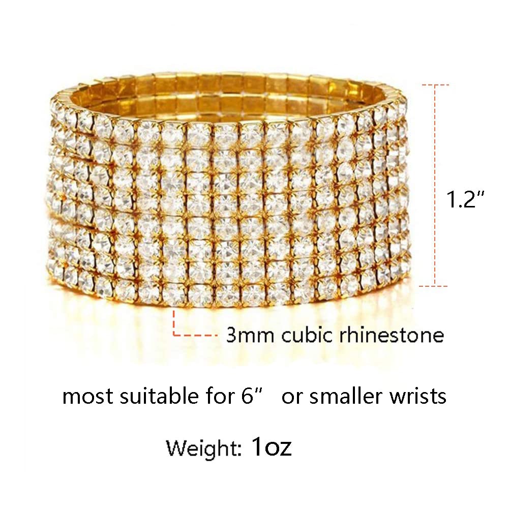 Zealmer Sparkle Multicolor Rhinestone Stackable Stretch Bracelets for Women