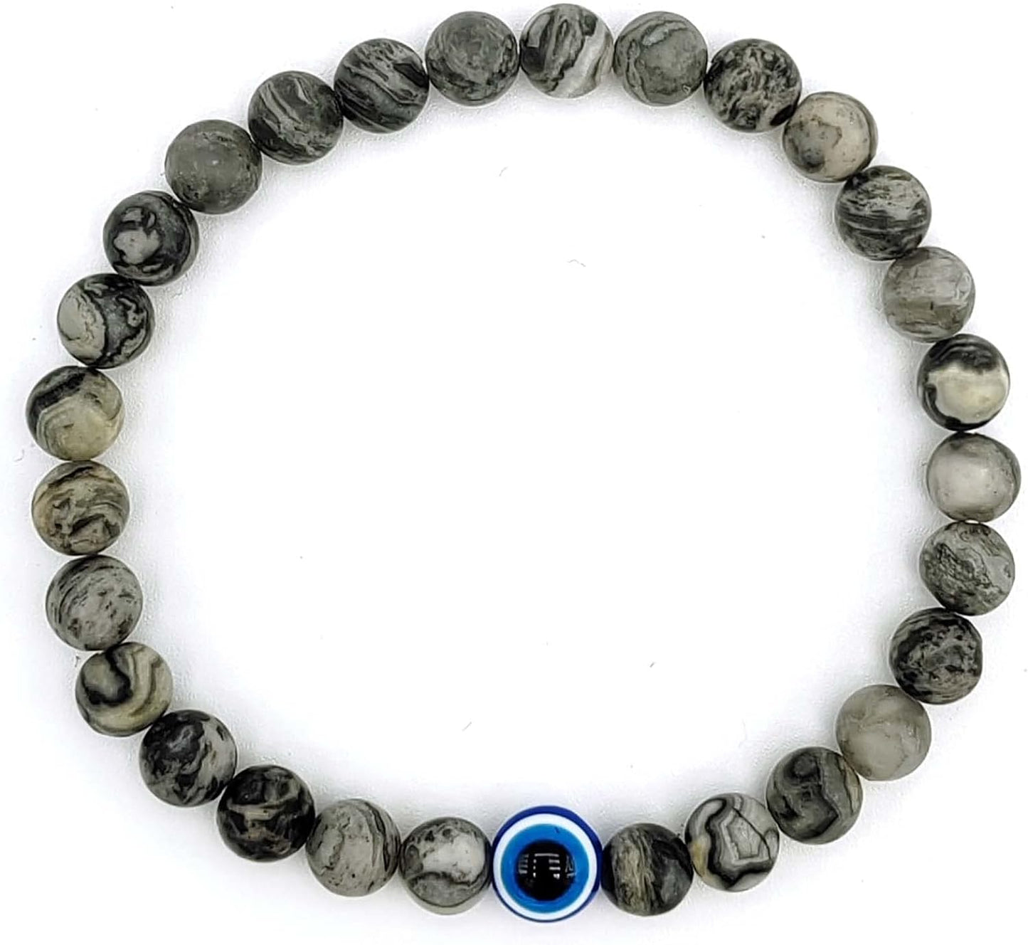 Natural Stone Agate Elastic Evil Eye Bracelet Kit with Charms Adjustable for Men Boyfriend for Gift Boys Stretch Bracelet for son Gifts 6mm