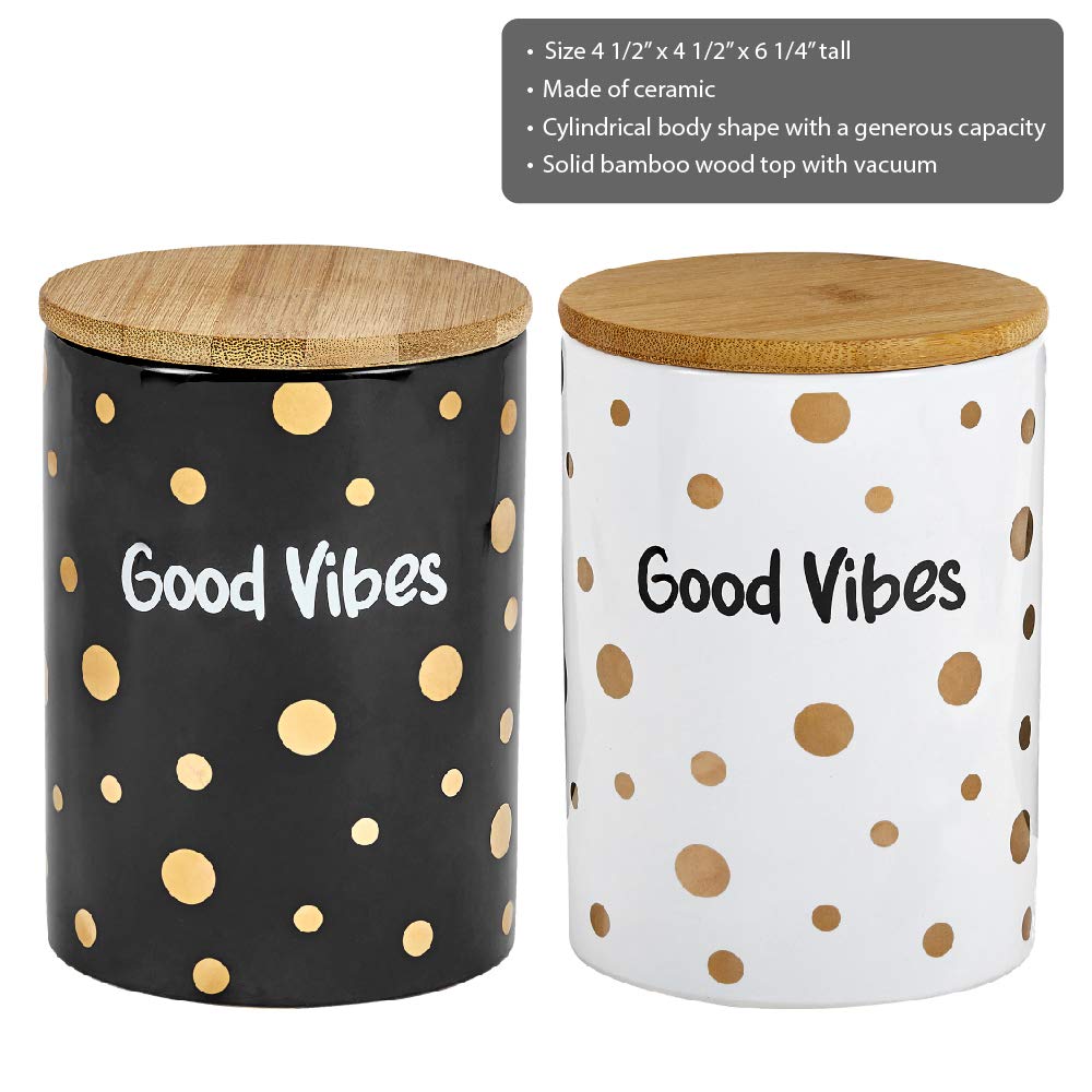 FASHIONCRAFT 88087 Canister Stash Jar, “Good Vibes” Novelty Stash Jar, Black