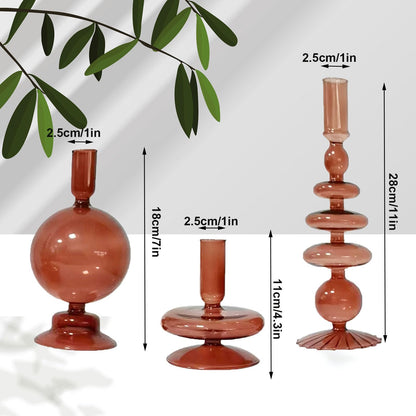 Candlestick Holders, Glass Candle Holders for Table Centerpiece, Taper Candle Stand Modern Style Black Candle Holder for Wedding Decor and Dinner Party (Color : Black)