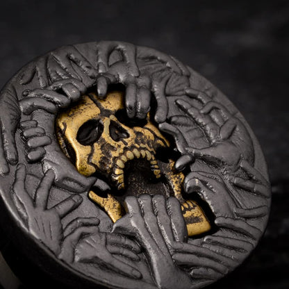 2PCS Cool Ear Gauges Gothic Skull Flesh Tunnels Screw Fit Plugs For Stretched Ears Expander Hanger Piercing Jewelry 0g to 1 inch