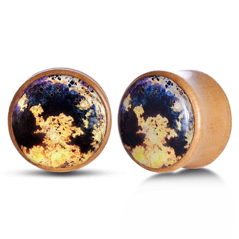 2 PCS Ear Gauges Resin Wood Stretching Ear Tunnels Plugs Expanders Body Piercing Jewelry