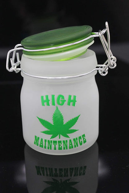 Airtight Glass Storage Jar Medium 3.75" Tall (Frosted Hi Maintenance)